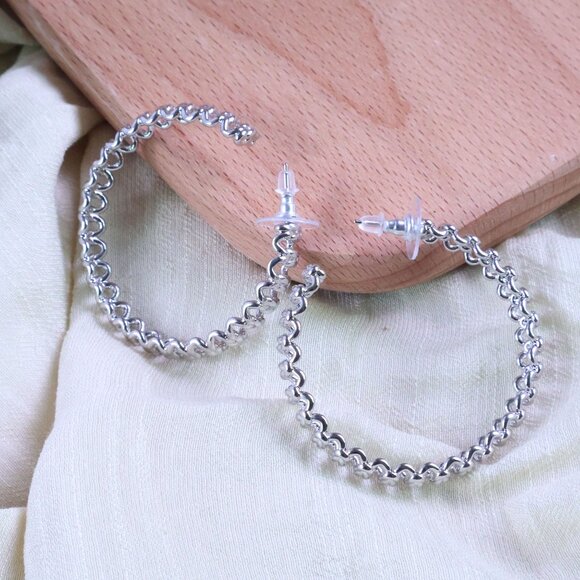 NEW Kendra Scott Fallyn Hoop Earrings Silver - Picture 2 of 2